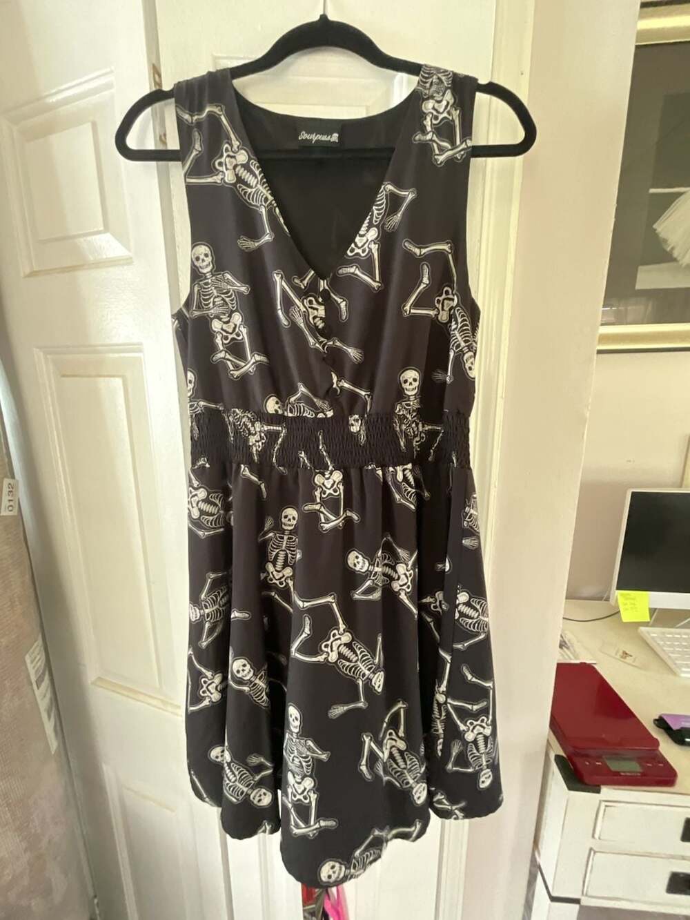 Sourpuss Dancing Skeletons Gauzy Dress, Medium Rockabilly